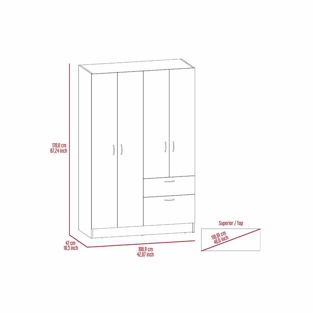 Closet Nara Wengue 109 cm con Cinco Puertas y Un Cajón - Closets | Bylmo