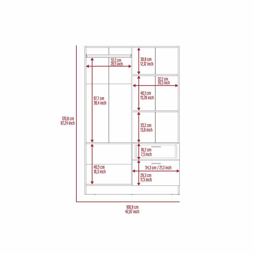 Closet Nara Wengue 109 cm con Cinco Puertas y Un Cajón - Closets | Bylmo