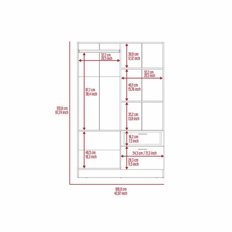 Closet Nara Wengue 109 cm con Cinco Puertas y Un Cajón - Closets | Bylmo
