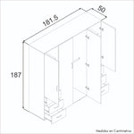 Closet Tolix Cafe 181 cm con Cuatro Puertas y Seis Cajones