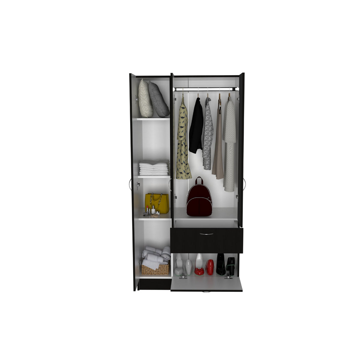 Closet Vegas Wengue 82x171cm con 1 Cajones con 4 Entrepaños - Closets | Bylmo