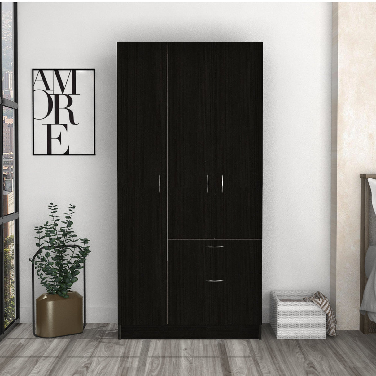 Closet Vegas Wengue 82x171cm con 1 Cajones con 4 Entrepaños - Closets | Bylmo