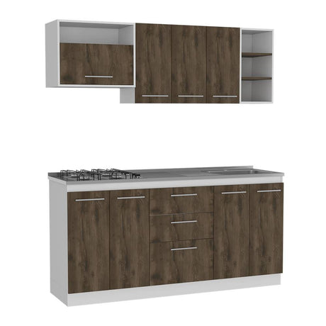 Cocina Osaka Bellota y Blanco 180 cm - Cocinas | Bylmo