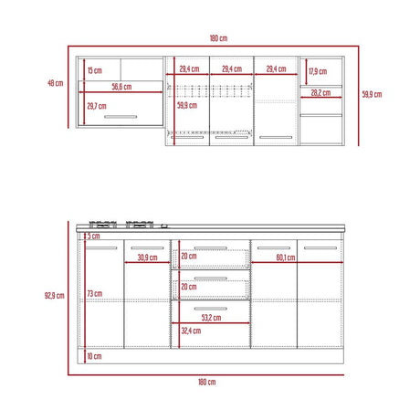 Cocina Osaka Bellota y Blanco 180 cm - Cocinas | Bylmo