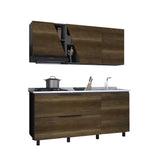 Cocina Integral Plomo 180x195cm con Meson de Acero Inoxidable y con Pozuelo para lado Derecha - Cocinas | Bylmo