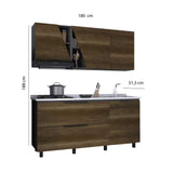 Cocina Integral Plomo 180x195cm con Meson de Acero Inoxidable y con Pozuelo para lado Derecha - Cocinas | Bylmo