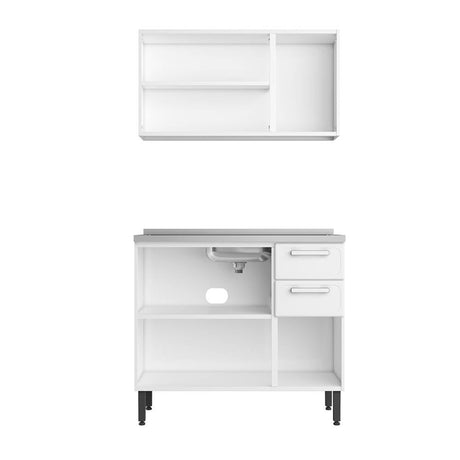 Cocina Integral Gourmet Blanco 120 cm Izquierda con Mesón - Cocinas | Bylmo