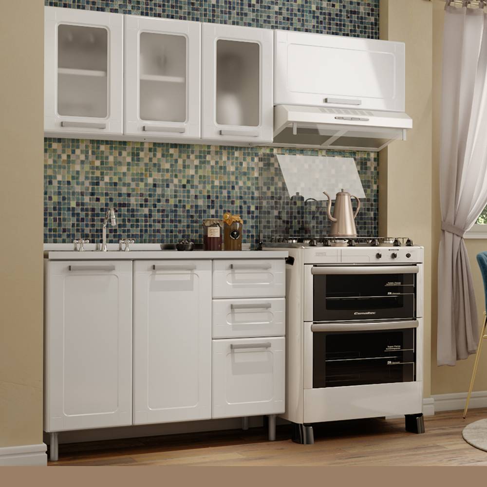 Cocina Integral Multipla Blanco 165 cm Izquierda con Mesón - Cocinas | Bylmo