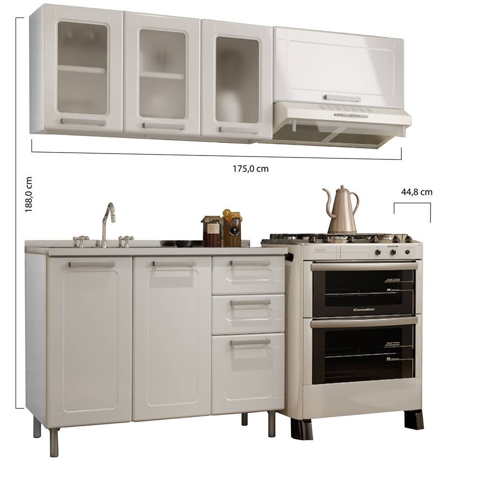 Cocina Integral Multipla Blanco 165 cm Izquierda con Mesón - Cocinas | Bylmo