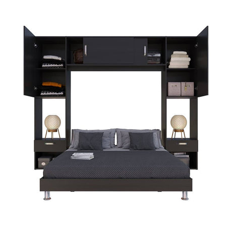 Combo Cama y Mesa de Noche Alcala Wengue 244x200cm para Colchón Doble 140 X 190 Cm - Camas | Bylmo