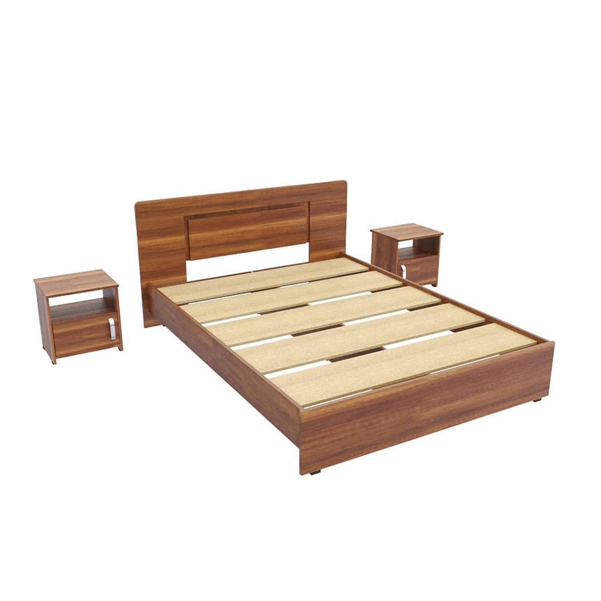 Combo Cama y Mesas de Noche Caramelo 151x82cm para Colchón Doble 140 X 190 Cm con Cabecero - Camas | Bylmo