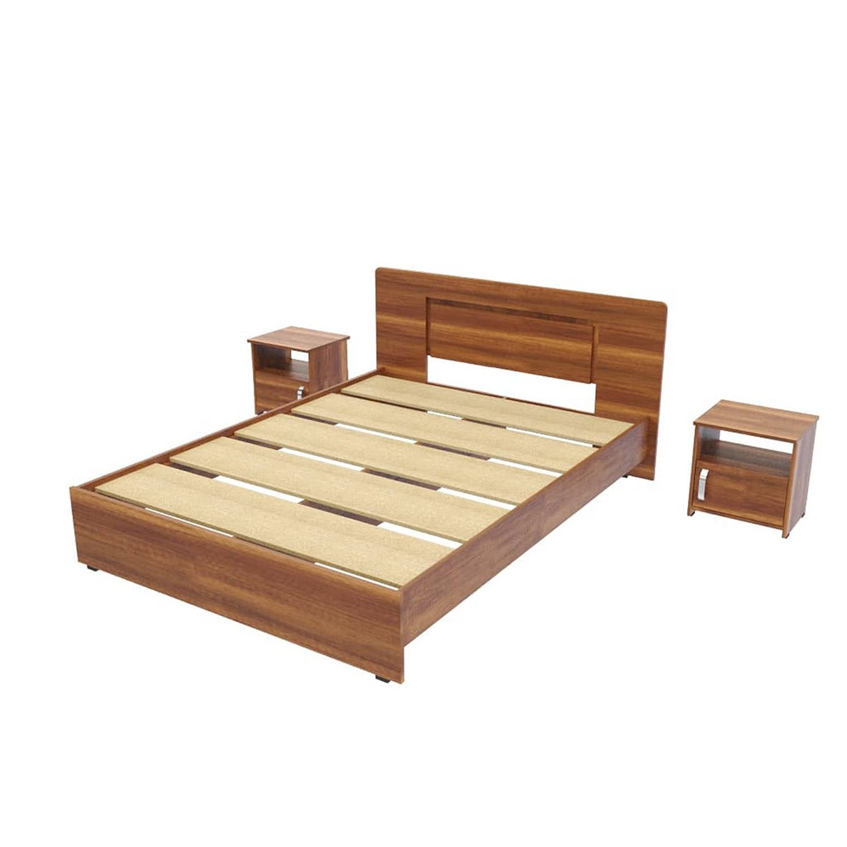 Combo Cama y Mesas de Noche Caramelo 151x82cm para Colchón Doble 140 X 190 Cm con Cabecero - Camas | Bylmo