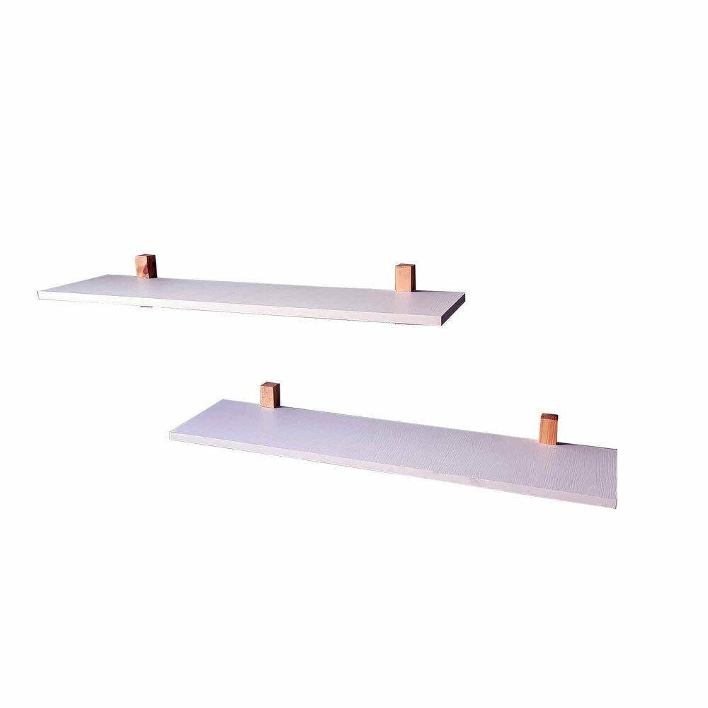 Repisa x2 Dado Pino y Blanco 80 cm Rectangular - Repisas y Percheros | Bylmo