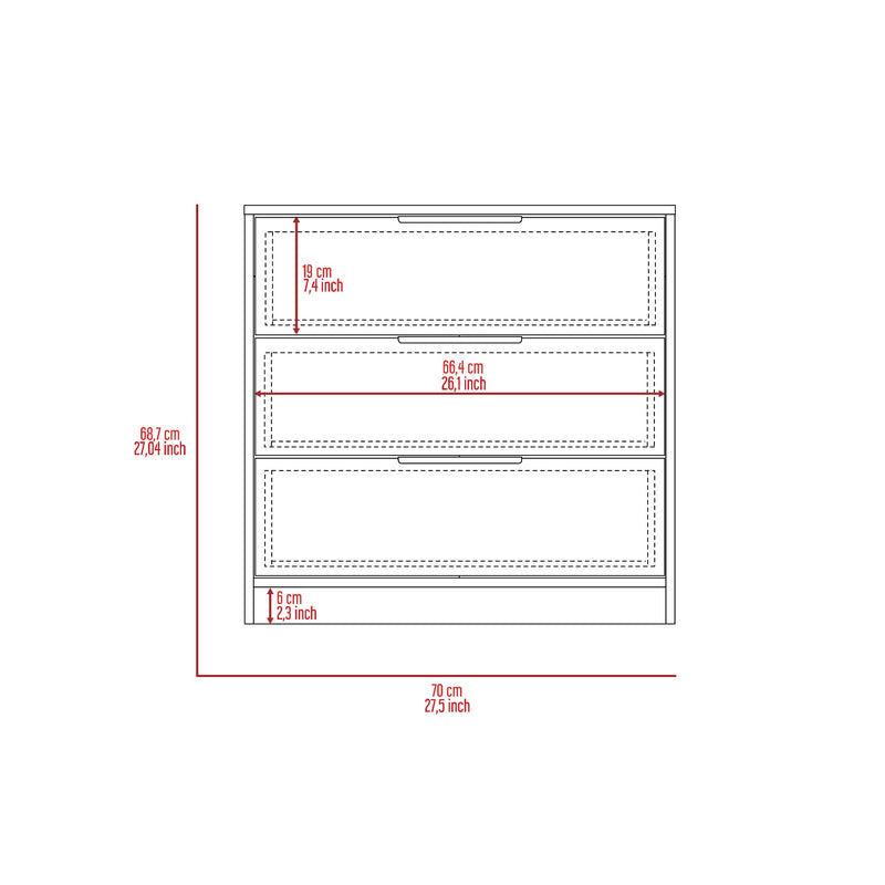 Cómoda Japón Bellota 70 cm con Tres Cajones