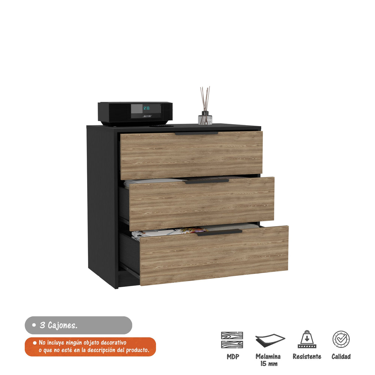 Cómoda Japón Wengue 70x68.7cm De Tres Hileras con Tres Cajones - Cajoneras y Comodas | Bylmo