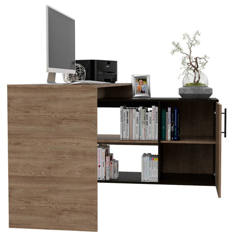 Escritorio en L Bilbao Miel 151.5x116.5cm sin Cajones y con Organizador de Libros - Escritorios y Archivadores | Bylmo