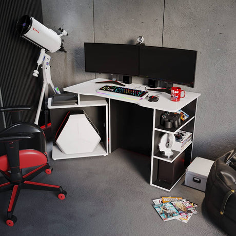 Escritorio Gamer Trinity Wengue y Blanco 120 cm Transformable - Escritorios y Archivadores | Bylmo