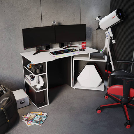Escritorio Gamer Trinity Wengue y Blanco 120 cm Transformable - Escritorios y Archivadores | Bylmo