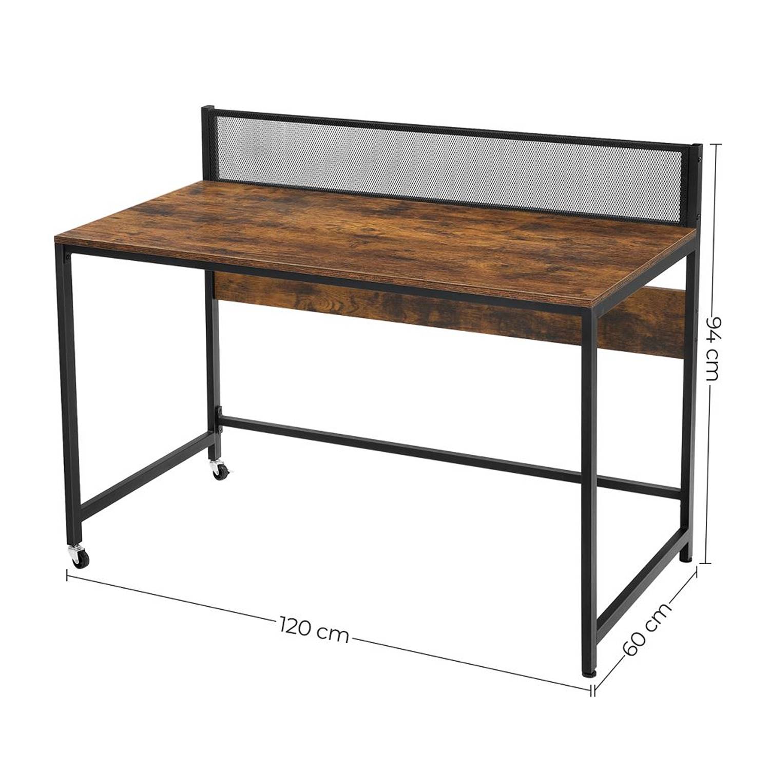 Escritorio Dinor Café Rústico y Negro 120 cm Minimalista - Escritorios | Bylmo