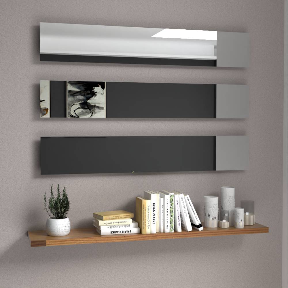 Set x 3 Espejos Atenas Plateado 120x20cm Rectangular sin Marco - Espejos Decorativos | Bylmo