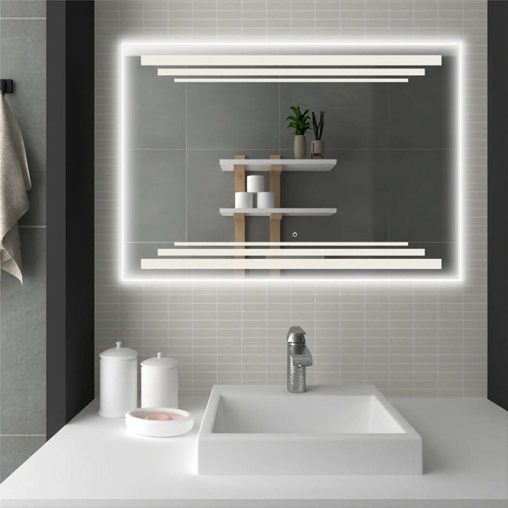 Espejo de Baño Led Touch Baru Plateado 100x70cm Rectangular con Sandblasting - Espejos de Baño | Bylmo