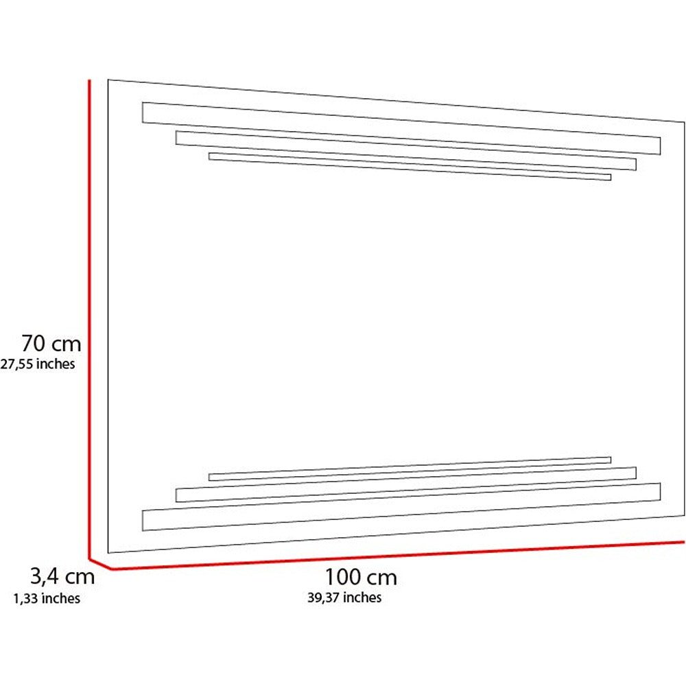 Espejo de Baño Led Touch Baru Plateado 100x70cm Rectangular con Sandblasting - Espejos de Baño | Bylmo