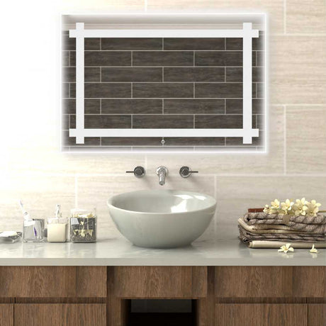 Espejo de Baño Broni Plateado 60x90cm Rectangular y con Iluminiación Led Touch - Espejos Decorativos | Bylmo
