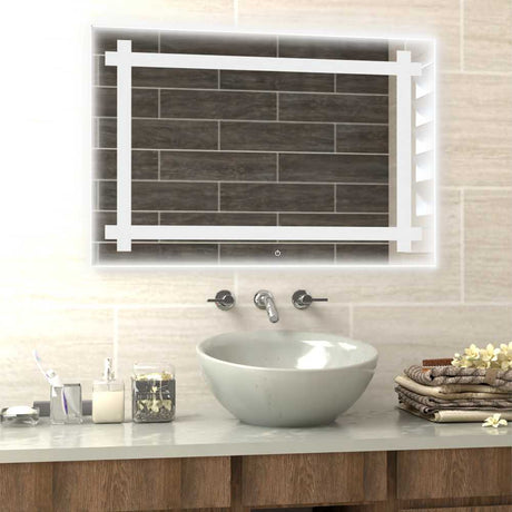 Espejo de Baño Broni Plateado 60x90cm Rectangular y con Iluminiación Led Touch - Espejos Decorativos | Bylmo