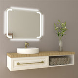 Espejo de Baño Led Brown Plateado 90x70cm Rectangular con Sandblasting - Espejos de Baño | Bylmo