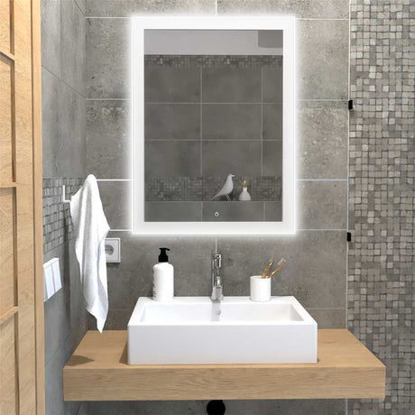 Espejo de Baño Catania Plateado 60x60cm Rectangular y con Iluminiación Led Touch - Espejos Decorativos | Bylmo