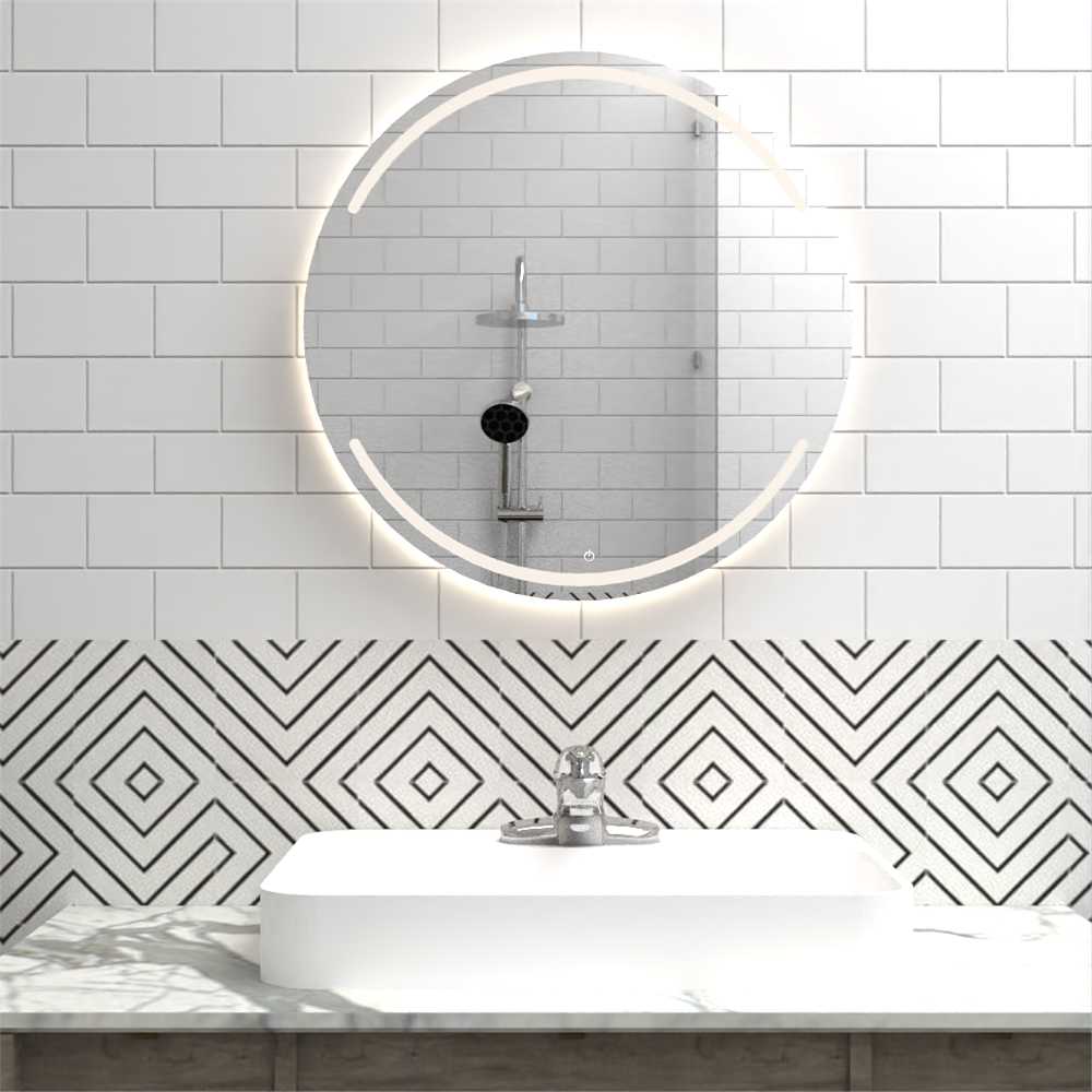 Espejo de Baño Dallas Plateado 45x45cm Redondo y con Iluminiación Led - Espejos Decorativos | Bylmo