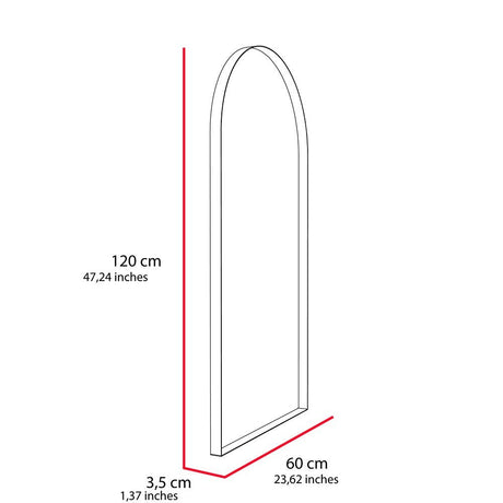 Espejo de Pared Dalton Plateado 60x120cm Arco Superior con Marco Metalico - Espejos Decorativos | Bylmo