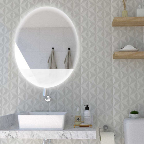 Espejo de Baño Ferrara Plateado 62x80cm Redondo y con Iluminiación Led - Espejos Decorativos | Bylmo