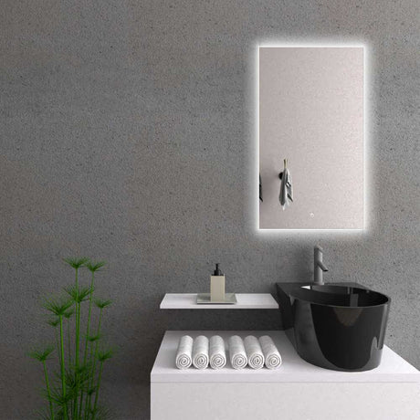 Espejo de Baño Garda Plateado 52x90cm Rectangular y con Iluminiación Led Touch - Espejos Decorativos | Bylmo