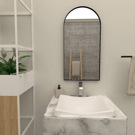 Espejo de Pared Marsella Plateado 40x80cm Arco Superior con Marco Metalico - Espejos Decorativos | Bylmo