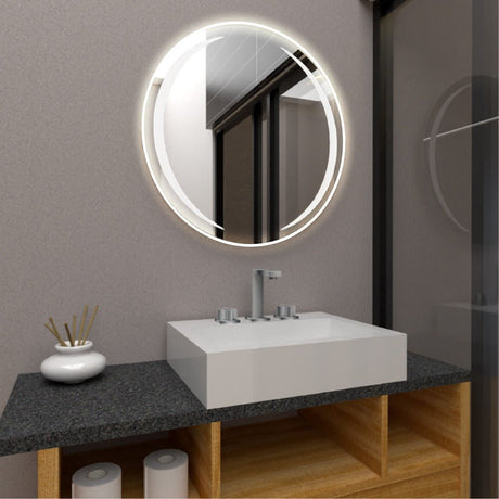 Espejo de Baño Led Oliver Plateado 70x70cm Redondo con Sandblasting - Espejos de Baño | Bylmo