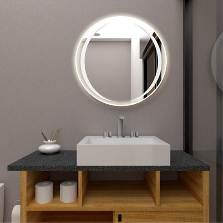 Espejo de Baño Led Oliver Plateado 70x70cm Redondo con Sandblasting - Espejos de Baño | Bylmo