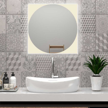 Espejo de Baño Salerno Plateado 60x60cm Redondo y con Iluminiación Led - Espejos Decorativos | Bylmo