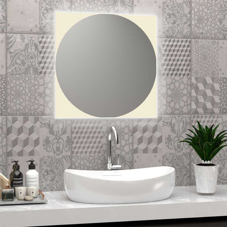Espejo de Baño Salerno Plateado 60x60cm Redondo y con Iluminiación Led - Espejos Decorativos | Bylmo