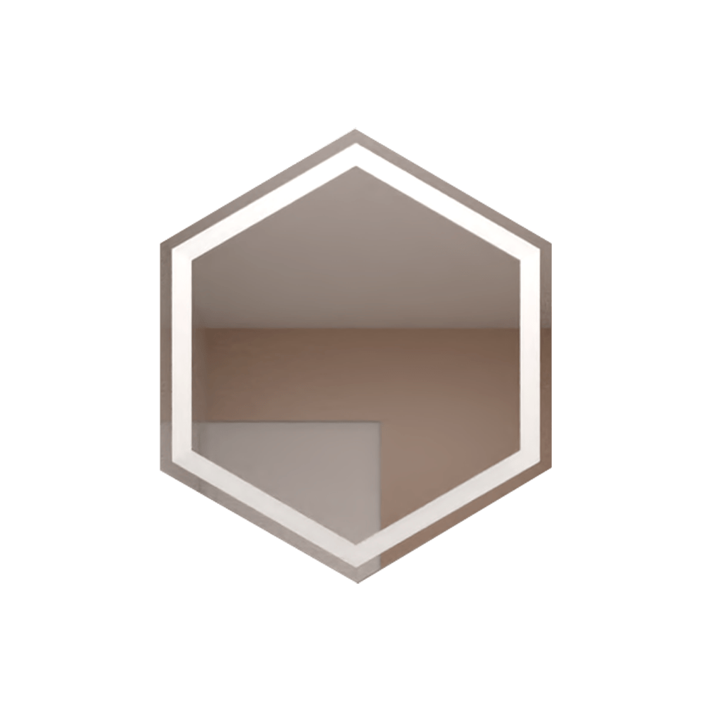 Espejo de Baño Led Wolf Plateado 70x70cm Hexagono con Sandblasting - Espejos de Baño | Bylmo