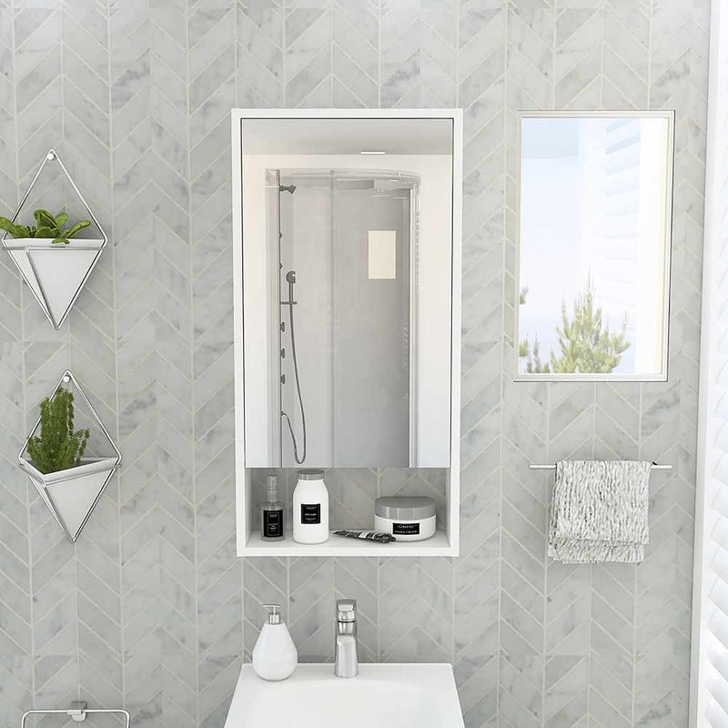 Gabinete de Baño Cuta Blanco 45 cm con Espejo y Entrepaños