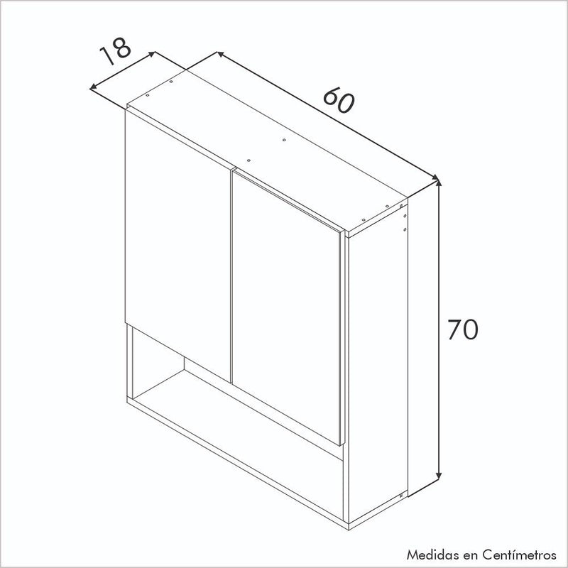 Gabinete Turin Gris 60 cm con Dos Puertas