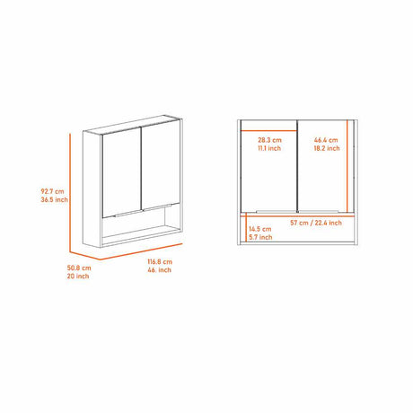 Gabinete de Baño Laguna Wengue 60x63cm Cuadrado con Espejo y con Cuatro Entrepaños - Gabinetes de Baño | Bylmo