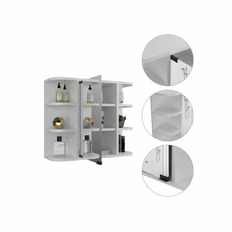 Gabinete de Baño Naviera Blanco 60x50cm Cuadrado con Espejo y con Cuatro Entrepaños - Gabinetes de Baño | Bylmo