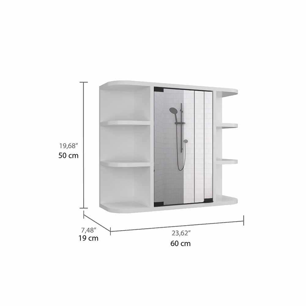 Gabinete de Baño Naviera Blanco 60x50cm Cuadrado con Espejo y con Cuatro Entrepaños - Gabinetes de Baño | Bylmo