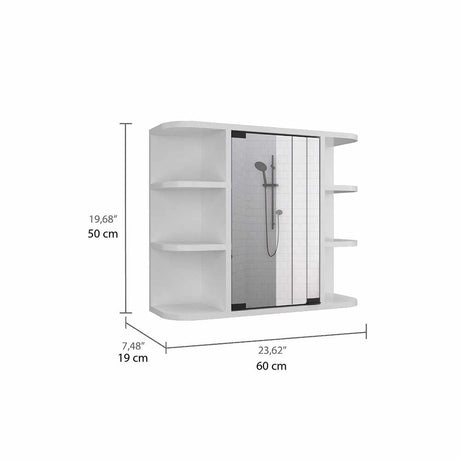 Gabinete de Baño Naviera Blanco 60x50cm Cuadrado con Espejo y con Cuatro Entrepaños - Gabinetes de Baño | Bylmo