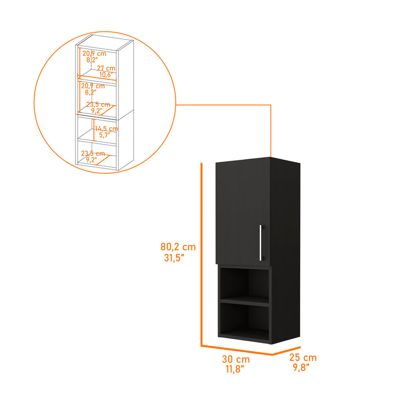 Mueble Auxiliar Madrid Plus Wengue 30 cm con Una Puerta y Entrepaños