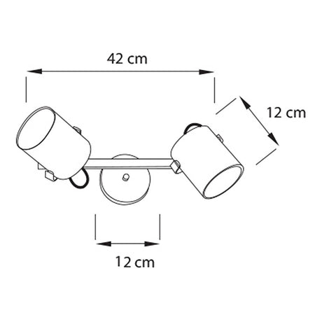 Spot de Iluminación LED Omega Negro 42x12cm para Dos Ajustable en Altura y con Bombilla - Iluminacion | Bylmo