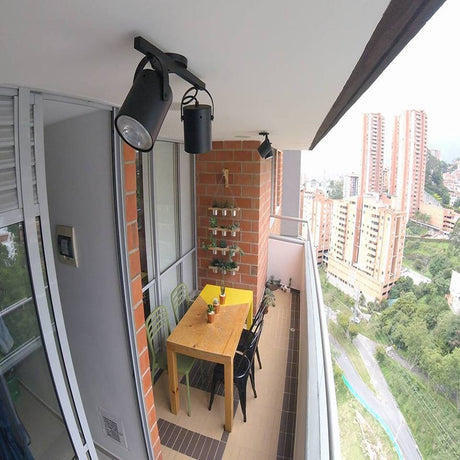 Spot de Iluminación LED Omega Negro 42x12cm para Dos Ajustable en Altura y con Bombilla - Iluminacion | Bylmo