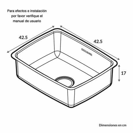 Poceta Sencilla de Submontar Acero 42.5x17cm Cuadrada Satinado - Muebles Inferiores | Bylmo